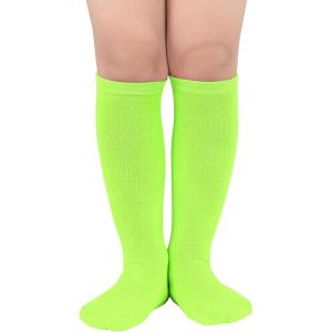 imageAmerican Trends Kids Toddler Soccer Socks Knee High Tube long Socks Three Stripes Uniform Socks for Boys Girls 19 years1 Pack Neon Green