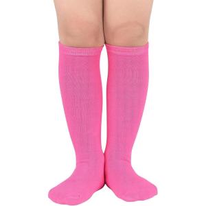 imageAmerican Trends Kids Toddler Soccer Socks Knee High Tube long Socks Three Stripes Uniform Socks for Boys Girls 19 years1 Pack Rose