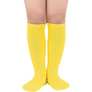 imageAmerican Trends Kids Toddler Soccer Socks Knee High Tube long Socks Three Stripes Uniform Socks for Boys Girls 19 years1 Pack Yellow