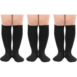 imageAmerican Trends Kids Toddler Soccer Socks Knee High Tube long Socks Three Stripes Uniform Socks for Boys Girls 19 years3 Pack Black