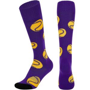 imageAmerican Trends Softball Socks with Baseball Softball for Girls Athletic Socks with Stitchs for Youth Athletic Football SocksPurple Baseball