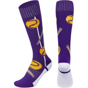 imageAmerican Trends Softball Socks with Baseball Softball for Girls Athletic Socks with Stitchs for Youth Athletic Football SocksPurple Bat