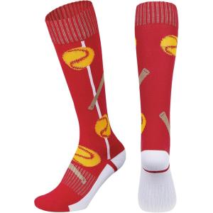 imageAmerican Trends Softball Socks with Baseball Softball for Girls Athletic Socks with Stitchs for Youth Athletic Football SocksRed Bat