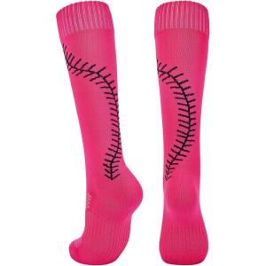 imageAmerican Trends Softball Socks with Stitches  for Women or Youth Girls  Knee High Athletic Baseball Softball Football SocksHot Pink