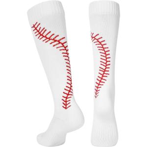 imageAmerican Trends Softball Socks with Stitches  for Women or Youth Girls  Knee High Athletic Baseball Softball Football SocksWhite