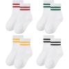 imageAmerican Trends Kids Athletic Crew Socks Toddler Striped Socks School Uniform Socks 4 PairsGreenRedYellowBlack Stripes
