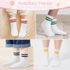 imageAmerican Trends Kids Athletic Crew Socks Toddler Striped Socks School Uniform Socks 4 PairsGreenRedYellowBlack Stripes