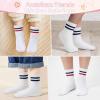 imageAmerican Trends Kids Athletic Crew Socks Toddler Striped Socks School Uniform Socks 4 PairsNavy Blue  Red