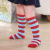 imageAmerican Trends Kids Child Athletic Socks Striped Knee High Tube Soccer Socks Baseball Softball Socks for Toddler Girls1 Pack Blue Red Stripes