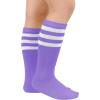 imageAmerican Trends Kids Child Athletic Socks Striped Knee High Tube Soccer Socks Baseball Softball Socks for Toddler Girls1 Pack Light Purple White