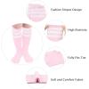 imageAmerican Trends Kids Child Athletic Socks Striped Knee High Tube Soccer Socks Baseball Softball Socks for Toddler Girls1 Pack Pink White