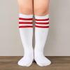 imageAmerican Trends Kids Child Athletic Socks Striped Knee High Tube Soccer Socks Baseball Softball Socks for Toddler Girls1 Pack White Red