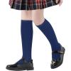 imageAmerican Trends Kids Knee High Socks Boys Girls School Uniform Dress Socks Toddler Long Tube Seamless Knit Socks 3 Pack3 Pack Black White Navy
