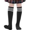 imageAmerican Trends Kids Knee High Socks Boys Girls School Uniform Dress Socks Toddler Long Tube Seamless Knit Socks 3 Pack3 Pack Black White Stripes