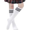imageAmerican Trends Kids Knee High Socks Boys Girls School Uniform Dress Socks Toddler Long Tube Seamless Knit Socks 3 Pack3 Pack White Black Stripes