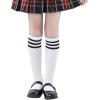 imageAmerican Trends Kids Knee High Socks Boys Girls School Uniform Dress Socks Toddler Long Tube Seamless Knit Socks 3 Pack3 Pack White Black Stripes