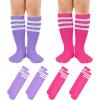 imageAmerican Trends Kids Toddler Soccer Socks Stripes Uniform Knee High Tube Long Youth Soccer Baseball Socks for Boys Girls4 Mixpack N