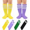 imageAmerican Trends Kids Toddler Soccer Socks Stripes Uniform Knee High Tube Long Youth Soccer Baseball Socks for Boys Girls4 Mixpack Q