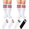 imageAmerican Trends Kids Toddler Soccer Socks Stripes Uniform Knee High Tube Long Youth Soccer Baseball Socks for Boys Girls4 Mixpack S