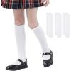 imageAmerican Trends Kids Knee High Socks Boys Girls School Uniform Dress Socks Toddler Long Tube Seamless Knit Socks 3 Pack3 Pack White