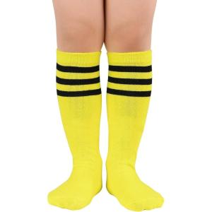 imageAmerican Trends Kids Child Athletic Socks Striped Knee High Tube Soccer Socks Baseball Softball Socks for Toddler Girls1 Pack Yellow Black