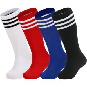 imageAmerican Trends Kids Toddler Soccer Socks Stripes Uniform Knee High Tube Long Youth Soccer Baseball Socks for Boys Girls4 Mixpack D