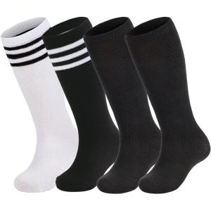 imageAmerican Trends Kids Toddler Soccer Socks Stripes Uniform Knee High Tube Long Youth Soccer Baseball Socks for Boys Girls4 Mixpack E