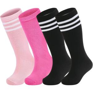 imageAmerican Trends Kids Toddler Soccer Socks Stripes Uniform Knee High Tube Long Youth Soccer Baseball Socks for Boys Girls4 Mixpack F