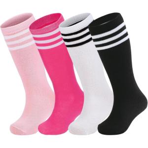 imageAmerican Trends Kids Toddler Soccer Socks Stripes Uniform Knee High Tube Long Youth Soccer Baseball Socks for Boys Girls4 Mixpack H