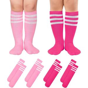 imageAmerican Trends Kids Toddler Soccer Socks Stripes Uniform Knee High Tube Long Youth Soccer Baseball Socks for Boys Girls4 Mixpack I