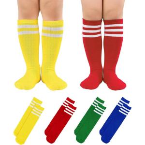 imageAmerican Trends Kids Toddler Soccer Socks Stripes Uniform Knee High Tube Long Youth Soccer Baseball Socks for Boys Girls4 Mixpack J