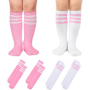 imageAmerican Trends Kids Toddler Soccer Socks Stripes Uniform Knee High Tube Long Youth Soccer Baseball Socks for Boys Girls4 Mixpack K