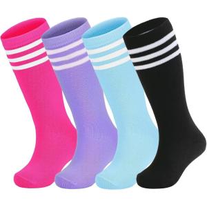 imageAmerican Trends Kids Toddler Soccer Socks Stripes Uniform Knee High Tube Long Youth Soccer Baseball Socks for Boys Girls4 Mixpack M