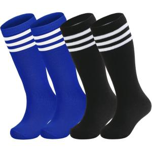 imageAmerican Trends Kids Toddler Soccer Socks Stripes Uniform Knee High Tube Long Youth Soccer Baseball Socks for Boys Girls4 Mixpack P
