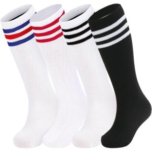 imageAmerican Trends Kids Toddler Soccer Socks Stripes Uniform Knee High Tube Long Youth Soccer Baseball Socks for Boys Girls4 Mixpack S