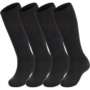 imageAmerican Trends Kids Toddler Soccer Socks Stripes Uniform Knee High Tube Long Youth Soccer Baseball Socks for Boys Girls4 Pack Black
