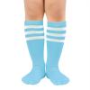 imageAmerican Trends Kids Soccer Socks Toddler Knee High Tube Socks for Boys Girls School Striped Long Sports Athletic Socks2 Pack Light Purple Blue