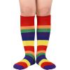 imageAmerican Trends Kids Soccer Socks Toddler Knee High Tube Socks for Boys Girls School Striped Long Sports Athletic Socks2 Pack Rainbow