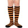 imageAmerican Trends Kids Soccer Socks Toddler Knee High Tube Socks for Boys Girls School Striped Long Sports Athletic Socks2 Pack Striped Black Orange Purple