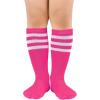 imageAmerican Trends Kids Soccer Socks Toddler Knee High Tube Socks for Boys Girls School Striped Long Sports Athletic Socks3 Pack Light Purple Hot Pink Pink White