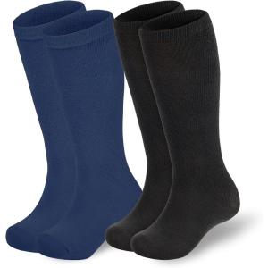 imageAmerican Trends Kids Soccer Socks Toddler Knee High Tube Socks for Boys Girls School Striped Long Sports Athletic Socks2 Pack Black Navy