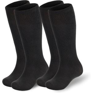 imageAmerican Trends Kids Soccer Socks Toddler Knee High Tube Socks for Boys Girls School Striped Long Sports Athletic Socks2 Pack Pure Black