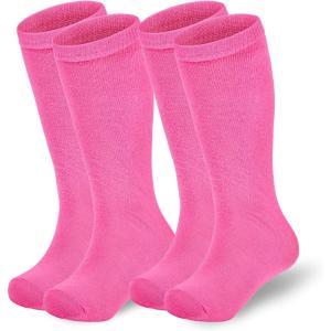 imageAmerican Trends Kids Soccer Socks Toddler Knee High Tube Socks for Boys Girls School Striped Long Sports Athletic Socks2 Pack Pure Rose Red
