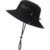 imageKids Sun Hat Outdoor UPF 50 Sun Hats Wide Brim Kids Bucket Hat Fishing Hat 512 Years1 Pack Black