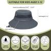 imageKids Sun Hat Outdoor UPF 50 Sun Hats Wide Brim Kids Bucket Hat Fishing Hat 512 Years1 Pack Dark Grey