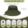 imageKids Sun Hat Outdoor UPF 50 Sun Hats Wide Brim Kids Bucket Hat Fishing Hat 512 Years2 Pack Army Green Light Beige