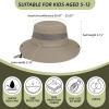 imageKids Sun Hat Outdoor UPF 50 Sun Hats Wide Brim Kids Bucket Hat Fishing Hat 512 Years2 Pack Dark Khaki  Light Beige
