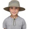 imageKids Sun Hat Outdoor UPF 50 Sun Hats Wide Brim Kids Bucket Hat Fishing Hat 512 Years2 Pack Dark Khaki  Light Beige