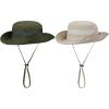 imageKids Sun Hat Outdoor UPF 50 Sun Hats Wide Brim Kids Bucket Hat Fishing Hat 512 Years2 Pack Army Green Light Beige