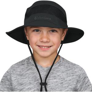 imageKids Sun Hat Outdoor UPF 50 Sun Hats Wide Brim Kids Bucket Hat Fishing Hat 512 Years1 Pack Black